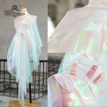 150 см* 100 см дизайнерская флуоресцентная ткань Яркая блестящая марлевая ткань для сцены, свадебного декора вуаль прозрачная голографическая ткань