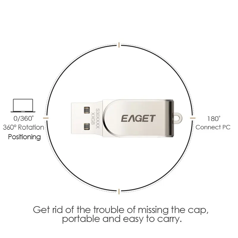 EAGET USB флэш-накопитель, 32 ГБ металлическая Флэшка высокоскоростная USB 3. 0 карта памяти 64 ГБ флеш-накопитель реальная емкость