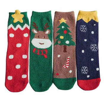 

4 Pairs Christmas Stocking Decorative Socks Xmas Sock Thickened Warm Stockings