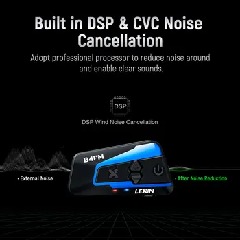 Lexin B4FM-X 10 Bikers Bluetooth Motorcycle Intercom Helmet Headsets,BT 5.0 Wireless Communication Interphone Music Sharing Bike 3