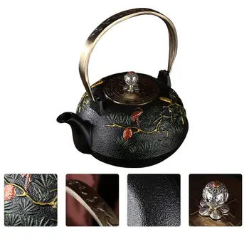 

1Pc Teapot Classic Cast Iron With Infuser Retro Vintage Ornament Teakettle Decoration for Home Office
