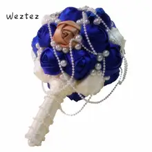 Weztez искусственный сапфир жемчужные свадебные букеты шикарный украшенный бусами Кристальный Свадебный букет розы невесты цветы SPH126