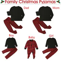 PUDCOCO Adults Baby Kids Christmas Family Matching Pajamas Set Sleepwear Xmas Plaid Nightwear Outfits 2Pcs/set 2