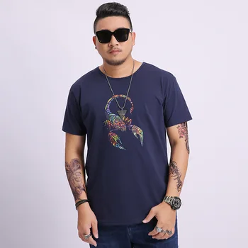 

Extra Large Men Round Neck Short Sleeve T Shirt Plus Fat plus Size Fat Loose Thin Section Leisure Trend Fat Man Men's Wear