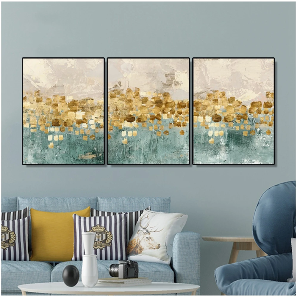 

Laeacco Canvas Painting Calligraphy 3 Panel Abstract Watercolor Posters and Prints Wall Art Pictures Home Living Room Decoration