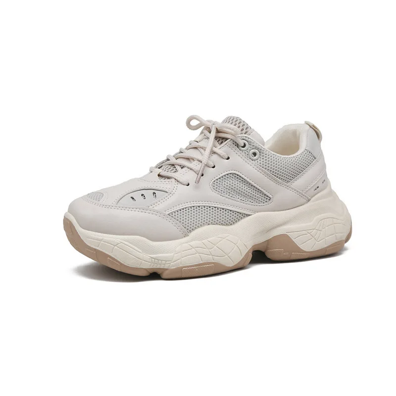 

2019 spring and autumn fashion Korean version of the wild thick bottom sport father design shoes women Basic Elastic band