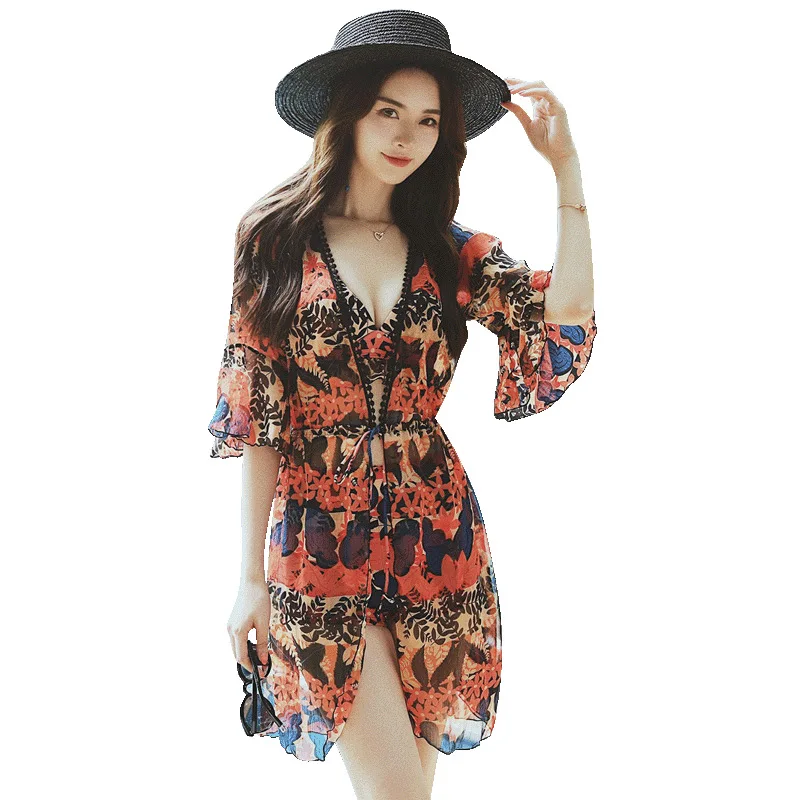 

Hot Springs Bathing Suit Women's Conservative Boxer Skirt Bikini Tour Bathing Suit Slimming Belly Covering-South Korea 2019 New