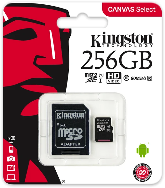 Карта памяти Kingston 256 ГБ 128 64 32 16 8 4 Гб Micro SD SDHC/SDXC Class10 TF до 80 МБ/с R с