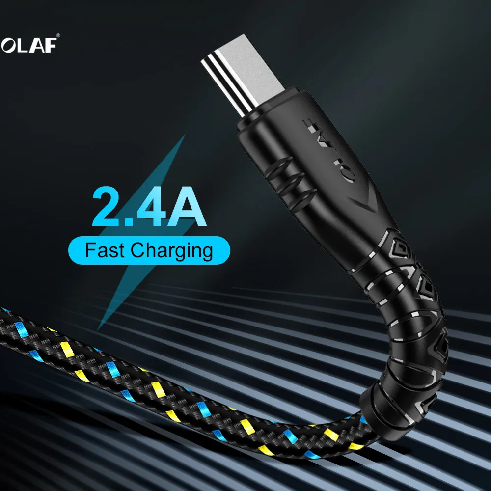 

OLAF 2.4A Fast Charge Type C Cable for Samsung a50, USB Type-C Charging Cord Cable for Huawei P20 lite Mobile Phone USB Cables
