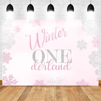 

Winter Onederland Snowflake pink color girl Backdrop for Photography One Birthday Party Photo Background Backdrops