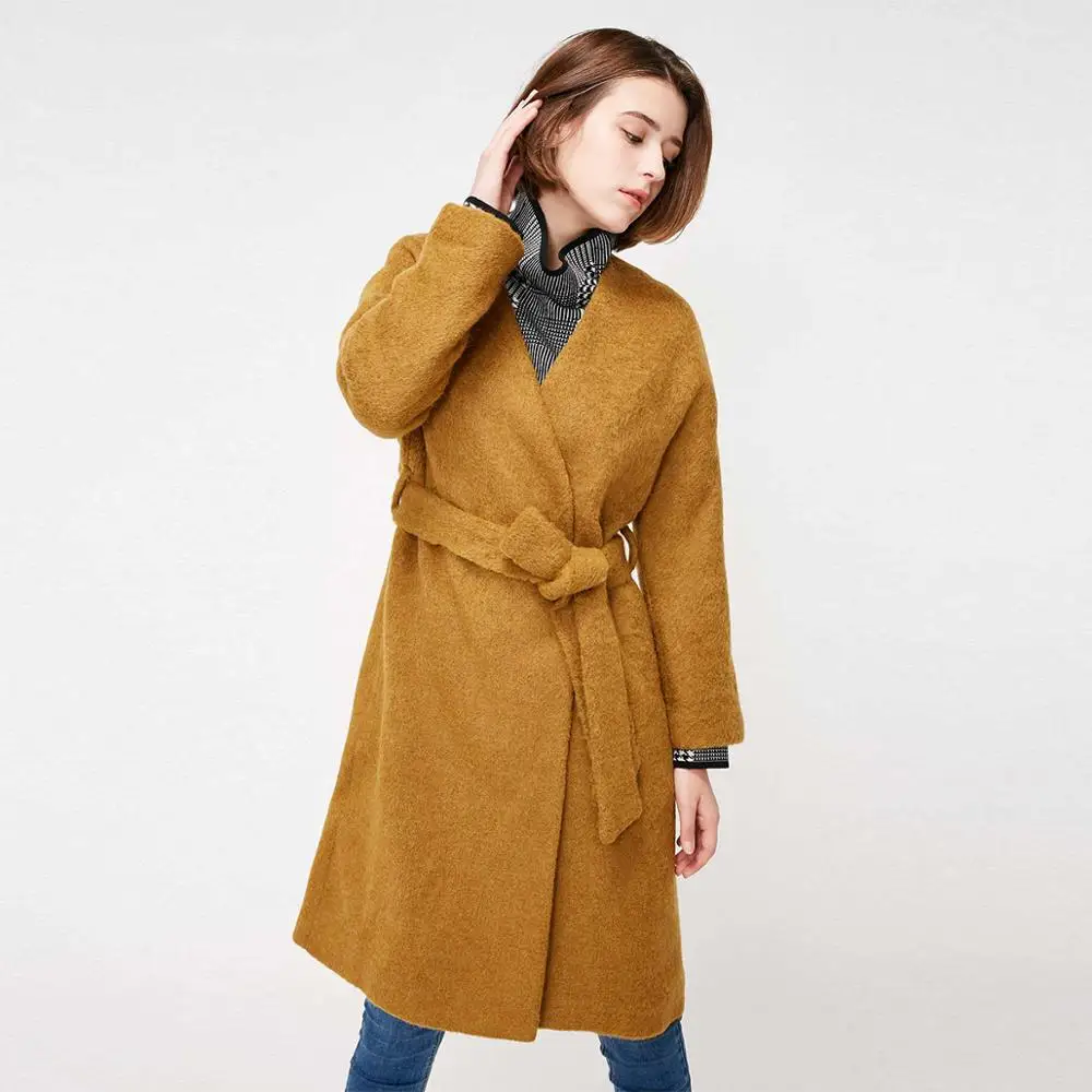 Vero Moda Женское зимнее шерстяное пальто средней длины с v-образным вырезом и короткими рукавами | 318327532 - Цвет: Cumin