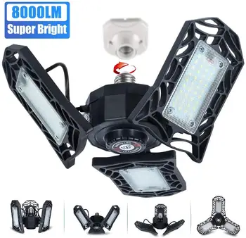 

LED Lamp Ceiling Light 80W 6000K 8000lm CRI 80 Garage Lighting with 3 Adjustable Panels E26/E27 for Garage Workshop Warehouse