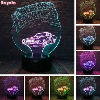 

3D LED 01 AUTO The Dukes of Hazzard Car Night Light RGB LED 7 Dual Colors Change Boys Room Decor Child Adults Xmas Toys Gifts