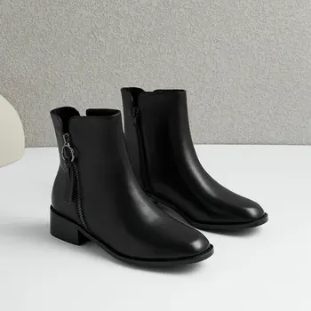 

2020 Autumn Winter Side Zipper Ladies Boots Female Thick High Heels Women Shoes Fashion Party Night Club women boots