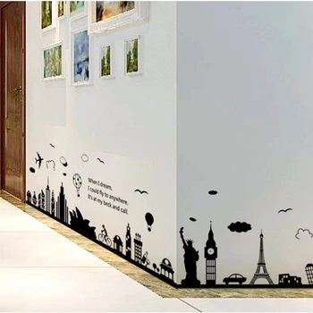 

New Creative Sydney Greek City Wall Stickers Large Building DIY Transportation Decoration Modern Room Mural Home Art Decor