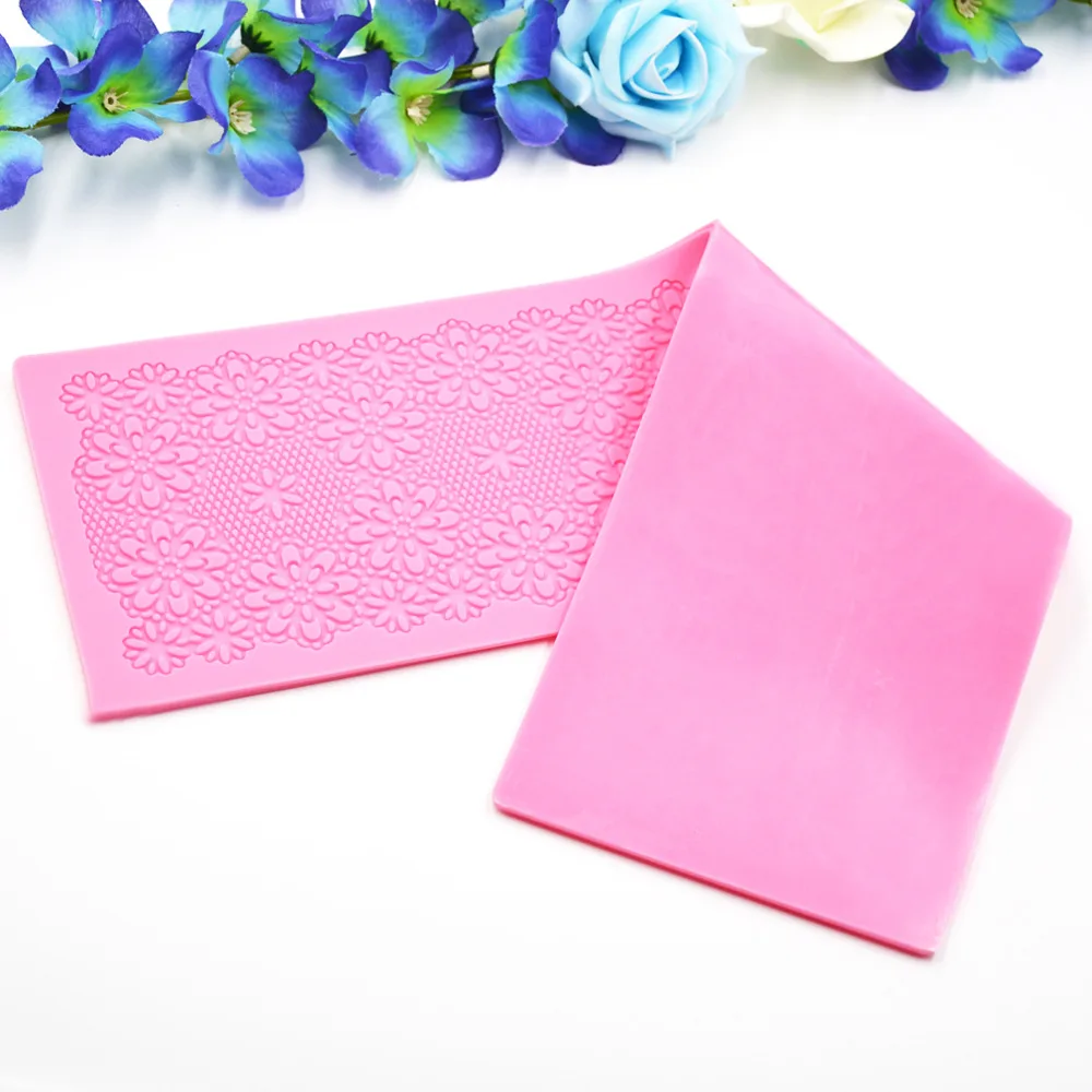 New Flowers Lace Mat Fondant Cake Silicone Mold Cake Decorating Tools Birthday Wedding Decoration DIY Chocolate Cake Baking Tool