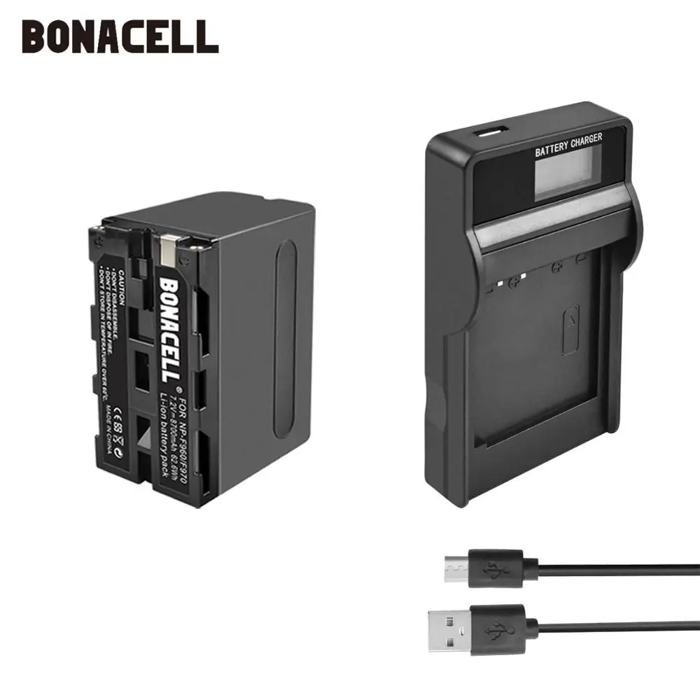 Bonacell 7,2 V 8700 мА/ч, NP-F960 NP-F970 NP F960 F970 F950 Батарея+ ЖК-дисплей Зарядное устройство для sony PLM-100 CCD-TRV35 MVC-FD91 MC1500C L50