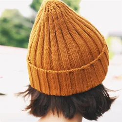 Nouveaux bonnets d'hiver colorés en laine pour femme, tricoté, style Kpop, élégant, à la mode, doux, couleur bonbon, tiennent chaud 