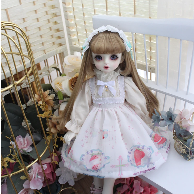 Кукольное платье 1/6 1/4 BJD платье+ лента для волос милое простое платье для blyth 1/6 1/4 BJD аксессуары для кукол рисовый белый цвет