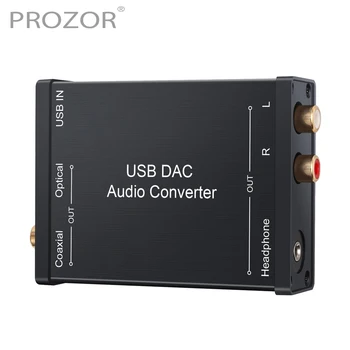 Prozor USB DAC 오디오 변환기 USB 디지털 동축 광학 3.5mm 헤드폰 스테레오 출력 USB 오디오 사운드 카드 어댑터 PC 용