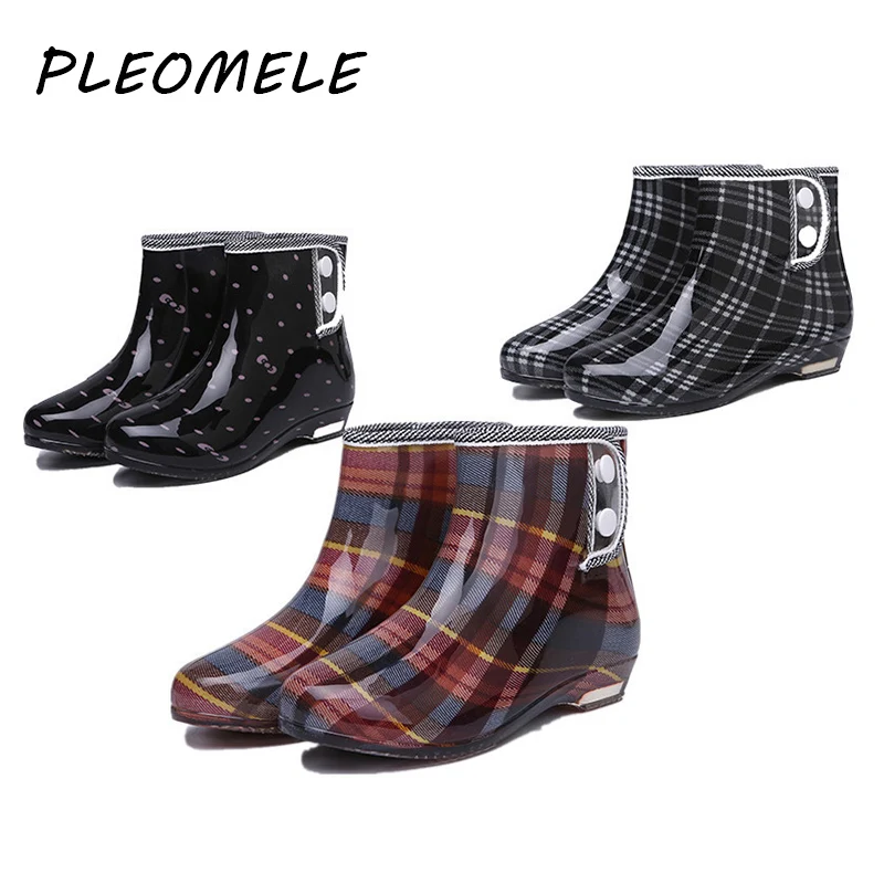 

Women Rainboots Fashion Short Tube Rain Boots Women 2019 Clear Waterproof Jelly Ankle Boots For Women Print Rainy Shoes Woman
