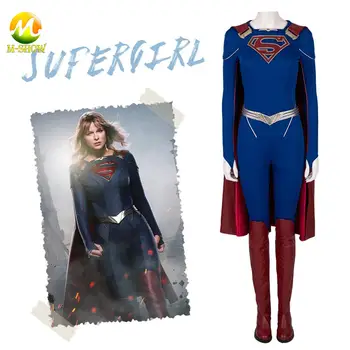 

Supergirl Cosplay Costume Supergirl Season 5 Kara Zor El SuperWoman Jumpsuit with Cloak Halloween Costume for Women Custom Made