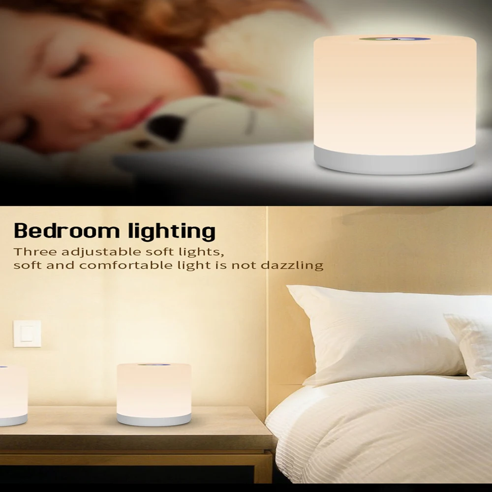 motion sensor night light USB Rechargeable Touching Control Bedside Light Dimmable Table Lamp Warm White & RGB Night Light for Living Room Bedrooms Office best night light