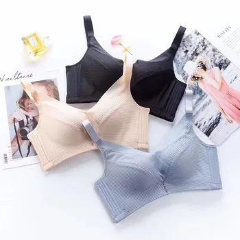 

Gathered Breathable 3/4 Cup Bra Women Seamless Push Up Bras Lingeries Sexy Deep V Bra Backless Bralette Solid Color Underwear