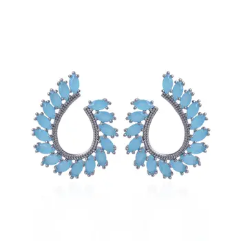 

fashion cute green cubic zirconia stud earring statement Jewelry for Woman Jewelry Party Women gift