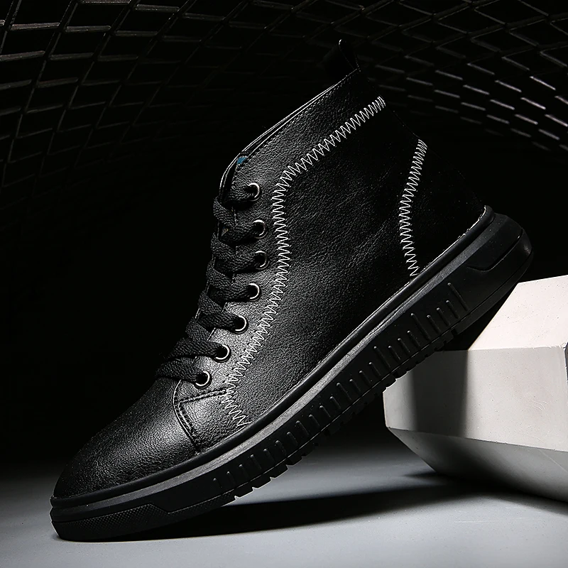 

genuine Leather Men Winter Shoes Fashion Men Winter Boots Pointed Toe ankle Boots For Men Male Leather Boots big size 47 a4