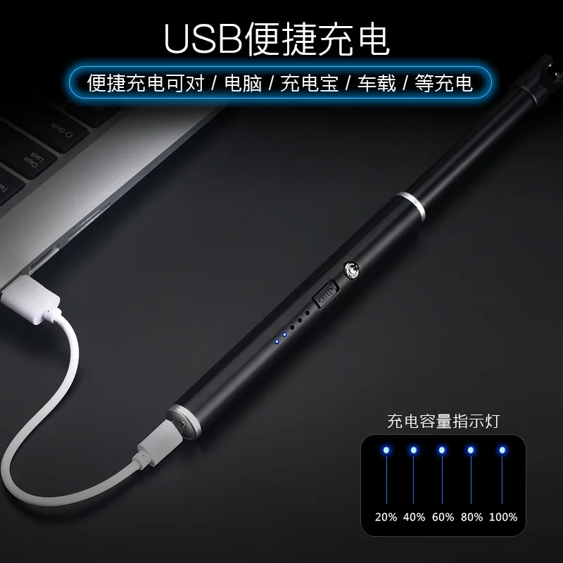 Kitchen BBQ-Lighter Arc Rotation Pulse  Electronic Lighters Rechargeable USB Portable Windproof Lighter
