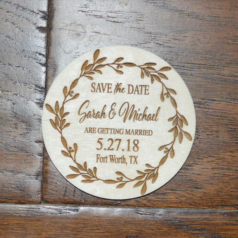  Save the Date Personalized calligraphy Save the Date Magnets Wedding Favors Engraved rustic wooden  - 4000035633753