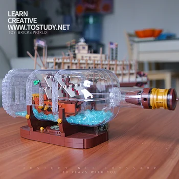 

1078Pcs Ship Boat In Bottle 21313 Building Blocks Children Model Toy Bricks Kids Toys Christmas gifts Free Shipping
