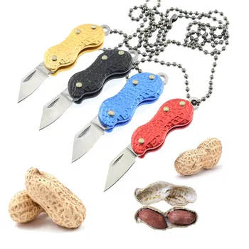 

Portable Peanut Shape Keychain Fruit Knife Hanging Rope Folding Mini Pocket Knife Hand Tools