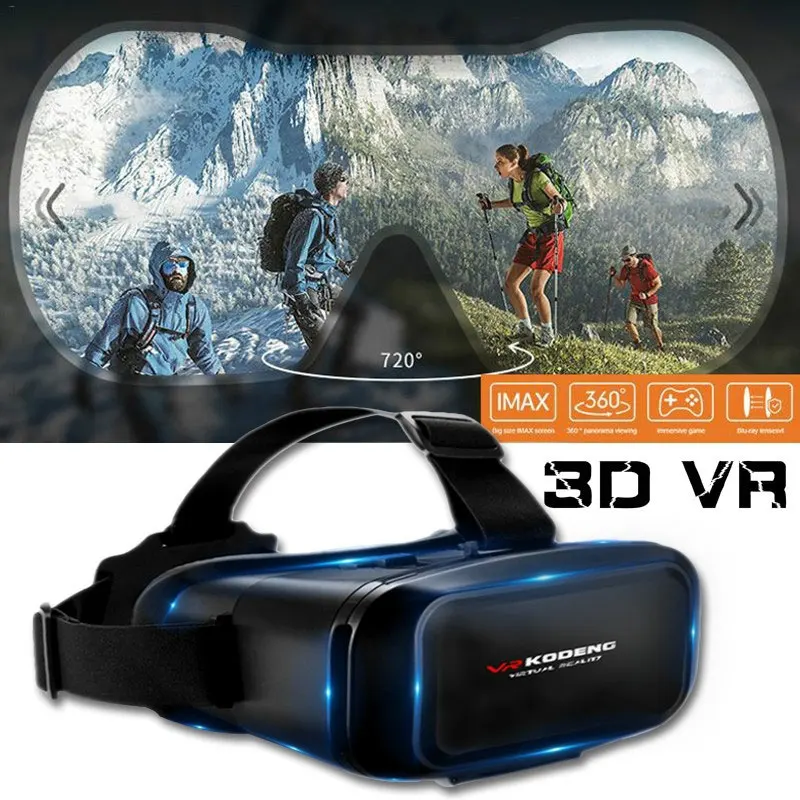 VR гарнитура очки асферическая линза Путешествия Портативные Очки виртуальной реальности мобильный телефон KODENG 3D VR очки на голову фильмы