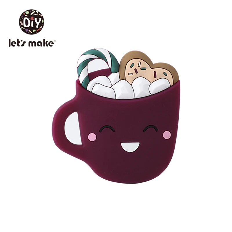 Smiley cup wine red Let's Make 5 шт. Детские Прорезыватели Bpa бесплатно силиконовая Подвеска DIY Прорезыватель для зубов бургер мультфильм гамбургер запатентованный продукт Прорезыватель зубов - Цвет: Smiley cup wine red