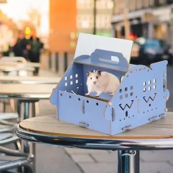 

Small Pet Bed Hamster Portable Wooden Cage Outdoor Safe Carrying Out Travel Protection Small Pet