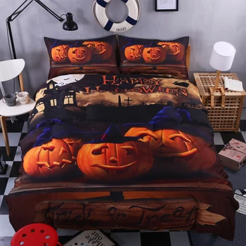 

Happy halloween Bedding Set for Kids 4PCS Duvet Cover Set Pumpkin Decor Bed Linens Set Twin Full Queen King Size No Comforter