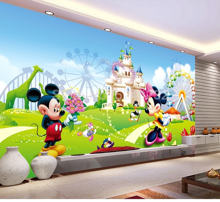 Custom Mural Wallpaper For Kids Room 3D Cartoon Bear Animal Pink Princess Room Boys Girls Bedroom Wall Decor Photo Wall Painting