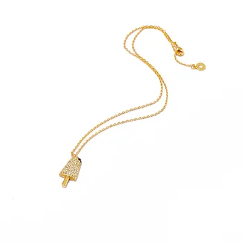 

High quality stylish brass jewelry with super sparkle full rhinestone ice cream necklace for women