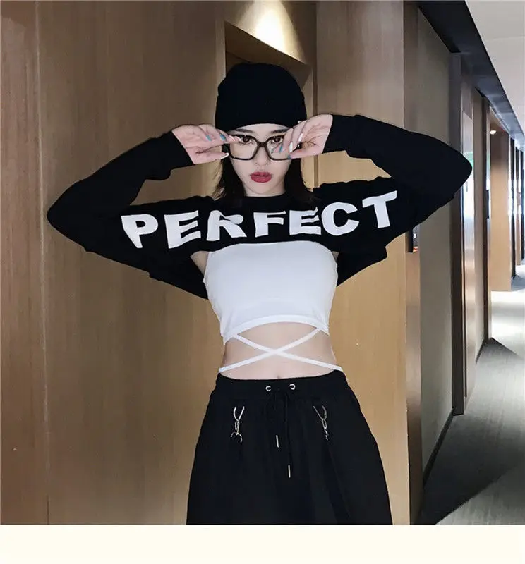 2 Pieces Sets Women Summer Fashion Letter Printing Slim Bandage Sexy Korean Style Lady All-match Crop Tops Spaghetti Strap Camis