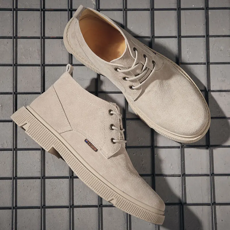 

New Style Martin Boots Men's 2019 Autumn round-Toe Men's High Shoes Fashion Lace-up ji che xie Retro Workwear Boots