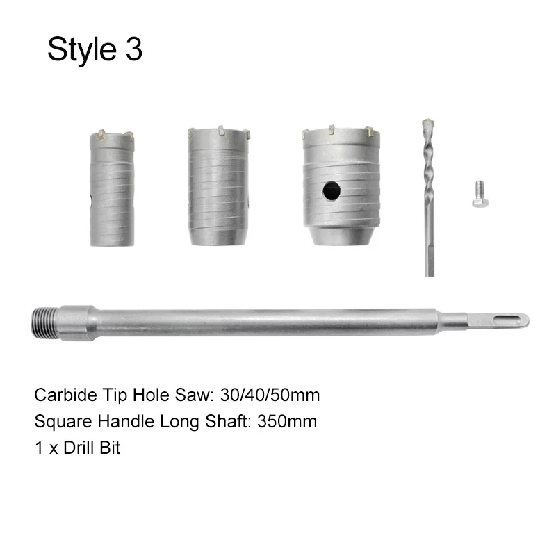 square shank30 40 50 1 комплект 30 40 50 65 68 мм Диаметр бетонного камня отверстие пилы полый сердечник сверло и 110 200 350 мм квадратный Круглый хвостовик - Цвет: square shank30 40 50