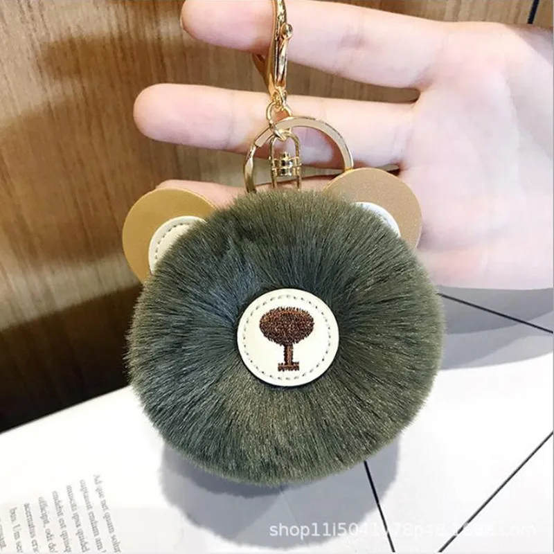 Мультяшный плюшевый ключ с медведем кольцо розовая сумка для ключей украшение милая мягкая легкая плюшевая игрушка PU животное милый подарок