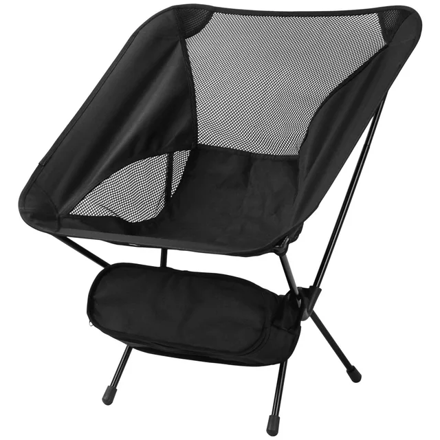 Outdoor Portable Camping Chair Oxford Cloth Folding Lengthen Camping Seat for Fishing BBQ Festival Picnic Beach Ultralight Chair black