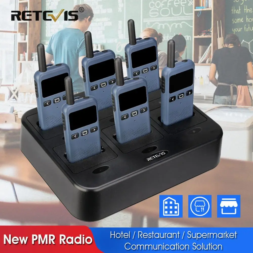 Mini Walkie Talkie Retevis RB619 Walkie-Talkies 6 PCS + Six-way Charger Portable Two Way Radio For Hotel Restaurant Walky Talky | Мобильные