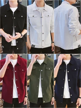 

Spring 2020 new male coat leisure wild Korean fashion denim jacket Men Autumn Fall clothes
