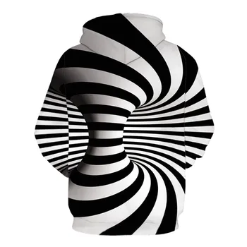 

New Black White Plaid Vortex 3D Digital Printing Women Men Hoodie Sweatshirt Fashion Unisex Pullover Hooded Sweatshirts Clothing