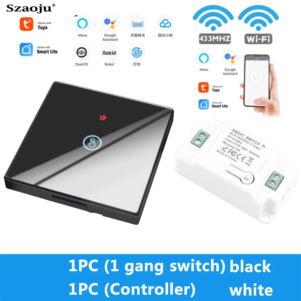 Сенсорный светильник ключатель Szaoju с поддержкой Wi Fi 433 МГц 110 В 10 А|Выключатели| |