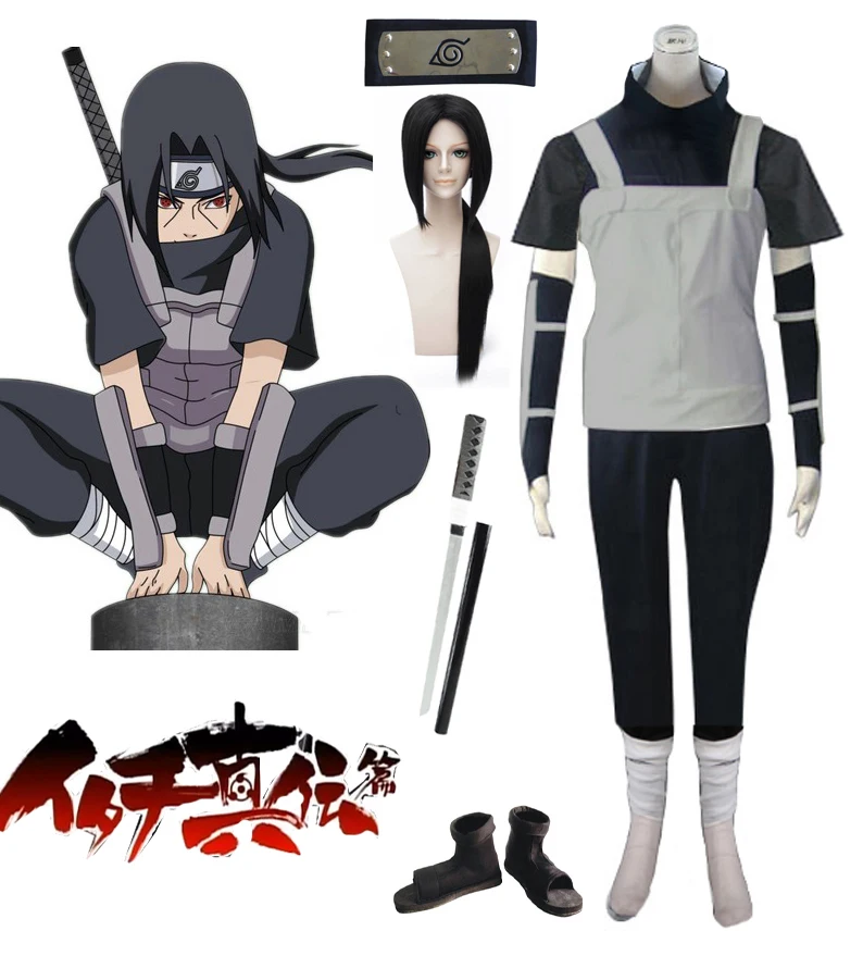 

Anime Naruto Shippuden Uchiha Itachi Cosplay Costumes Anbu Ninja Combat Uniform Male Role Play Prop Clothing Custom-Make Any